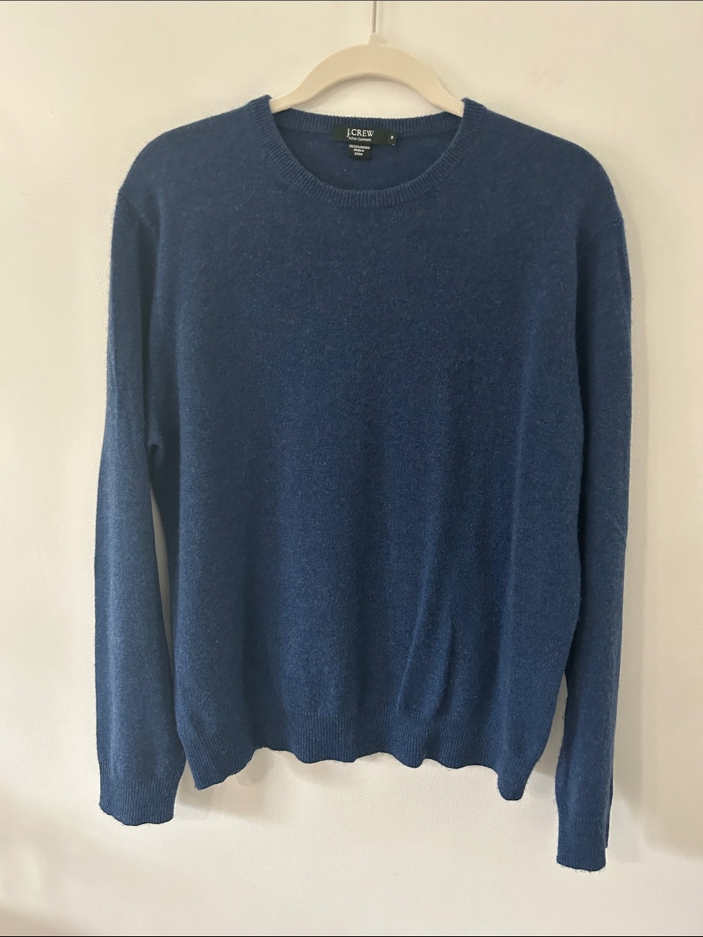 J. Crew Men’s Cashmere Crewneck Sweater Navy Blue Size Medium Quiet Luxury